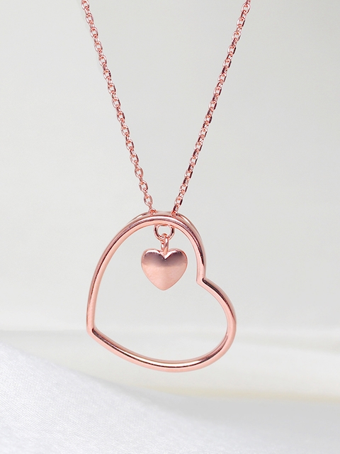 GIVA Sterling Silver Rose Gold Plated Heart Pendant with Link Chain 925...