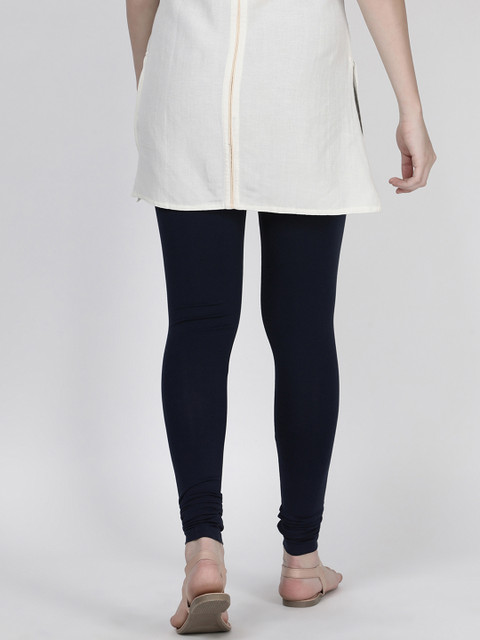 TWIN BIRDS Women Navy Blue Solid Churidar-Length Leggings - Image 4