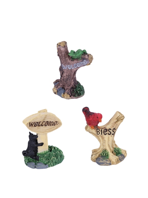TAYHAA Set Of 3 Brown & Green Garden Tree Figurines - Image 2