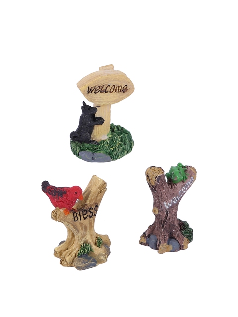 TAYHAA Set Of 3 Brown & Green Garden Tree Figurines - Image 3