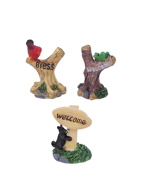 TAYHAA Set Of 3 Brown & Green Garden Tree Figurines - Image 4