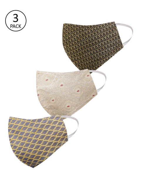 VASTRAMAY Unisex 3 Pcs 3 Ply Reusable Cloth Masks