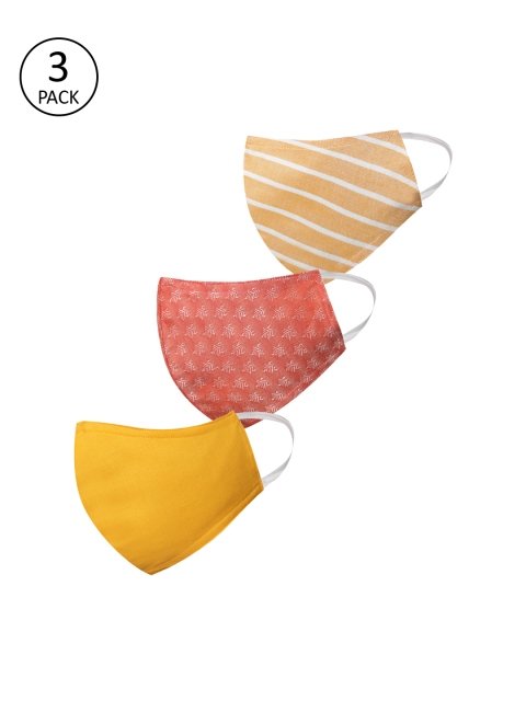 VASTRAMAY Unisex 3 Pcs Printed 3-Ply Anti-Pollution Reusable Cloth Masks
