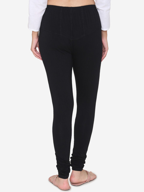 Vami Women Black Solid Churidar-Length Leggings - Image 4