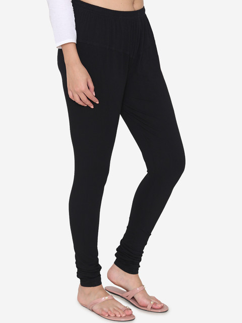 Vami Women Black Solid Churidar-Length Leggings - Image 2