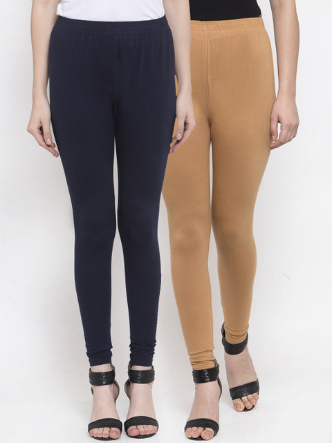 TAG 7 Women Pack Of 2 Solid Churidar-Length Leggings