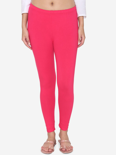 Vami Women Fuchsia Pink Solid Ankle-Length Leggings