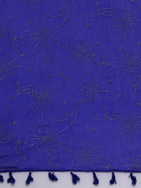 Souchii Blue & Gold-Toned Embellished Dupatta - Image 2
