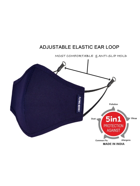 FLYING BERRY Navy Blue 2 Pcs 3 Ply Anti Pollution Reusable Masks - Image 4