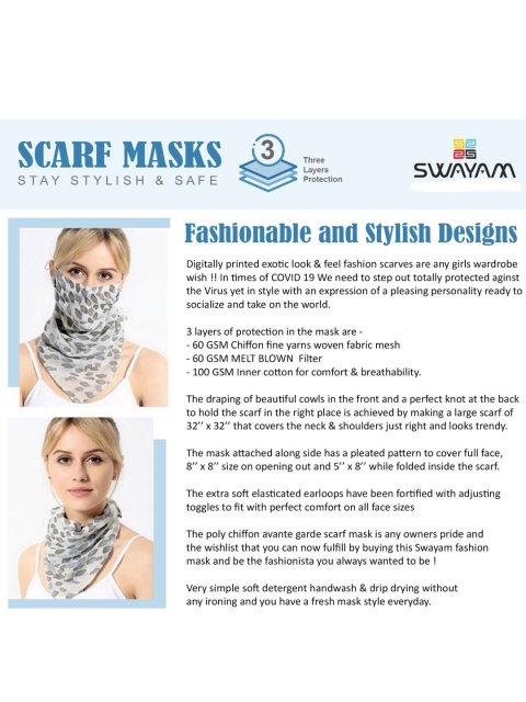 Swayam Women 3-Ply Reusable Outdoor Protective Scarf Mask - Image 7