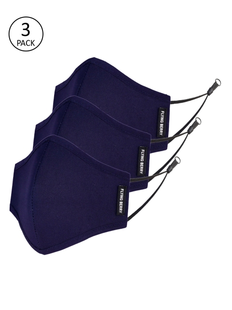 FLYING BERRY Unisex Navy Blue 3 Pcs 3 Ply Anti Pollution Reusable Masks