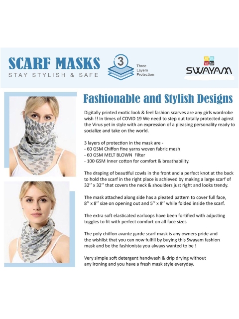 Swayam Brown Reusable 3-Ply Cloth Mask Com Scarf - Image 6
