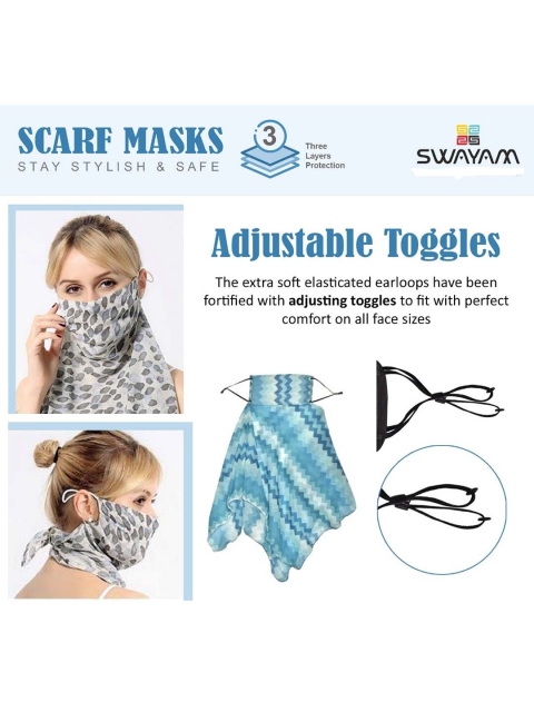 SWAYAM Women Blue & Pink Printed Single 3-Ply Outdoor Protective Scarf Style Face Mask - Image 6