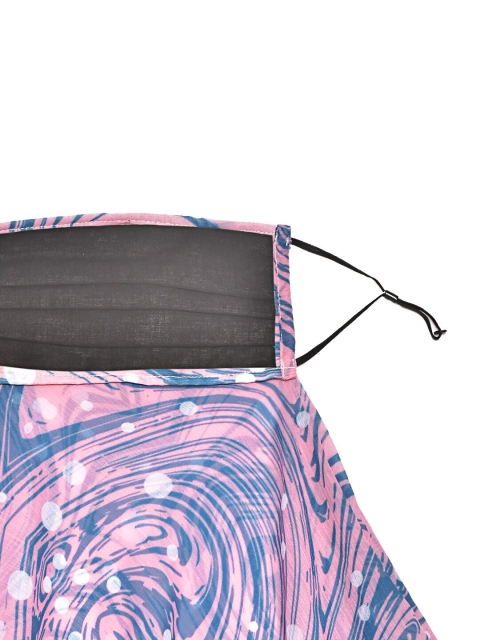 SWAYAM Women Blue & Pink Printed Single 3-Ply Outdoor Protective Scarf Style Face Mask - Image 4