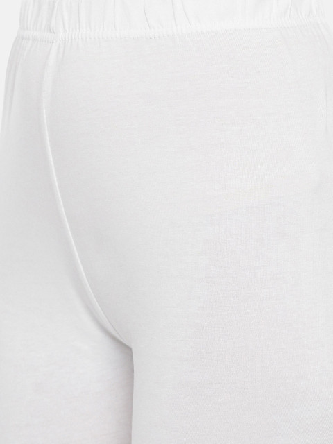 Souchii Women White Solid Slim-Fit Churidar-Length Leggings - Image 5