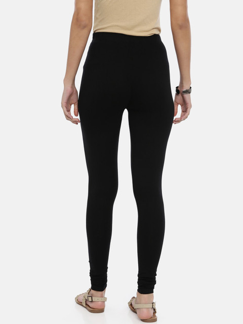 Souchii Women Black Solid Slim-Fit Churidar-Length Leggings - Image 3
