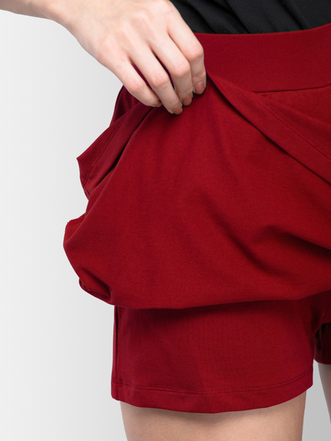FableStreet Women Maroon Solid Mini Skort - Image 5