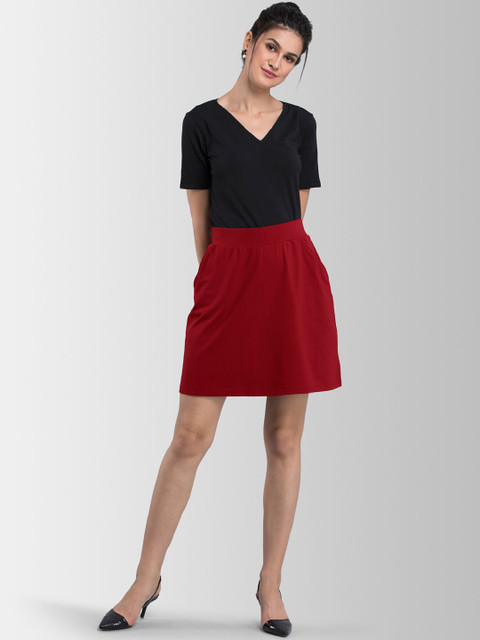 FableStreet Women Maroon Solid Mini Skort - Image 4