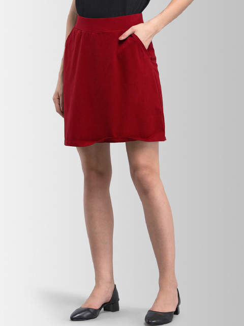FableStreet Women Maroon Solid Mini Skort - Image 2