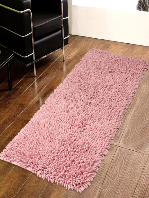 Saral Home Pink Solid Tufted Shaggy Anti-Skid Floor Runner - Image 2