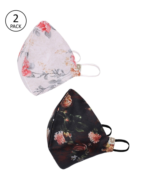 VASTRAMAY Unisex 2 Pcs Printed 4-Ply Anti-Pollution Reusable Cloth Masks