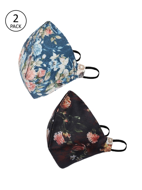VASTRAMAY Unisex 2 Pcs Printed 4-Ply Anti-Pollution Reusable Cloth Masks