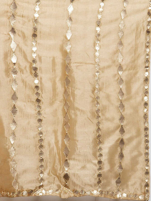 Clora Creation Beige & Gold-Coloured Striped Dupatta - Image 2
