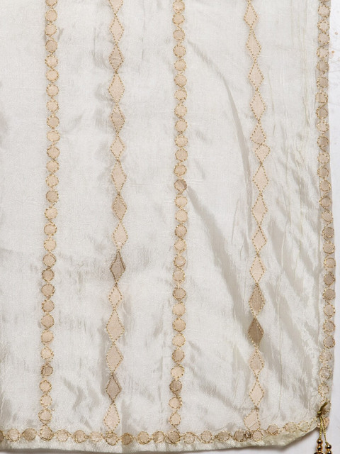 Clora Creation Off-White Striped Dupatta - Image 2