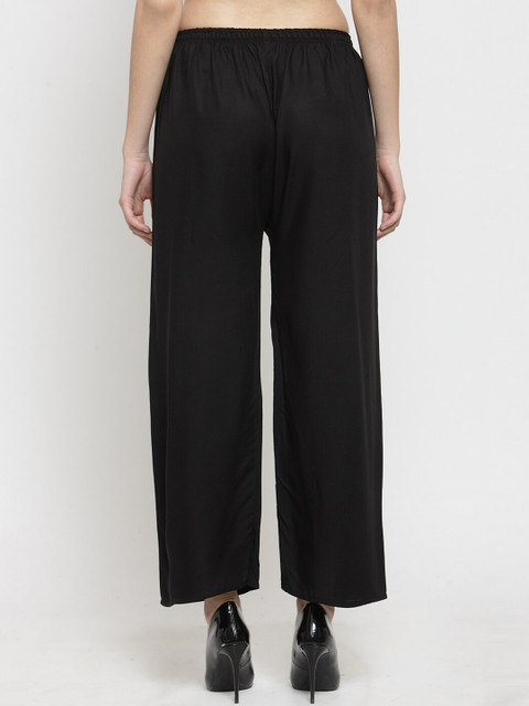 Clora Creation Women Pack Of 2 Black & Navy Blue Solid Straight Palazzos - Image 4