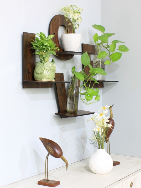 RANDOM Coffee Brown L-O-V-E Set of 4 MDF Basic Wall Shelf - Image 2