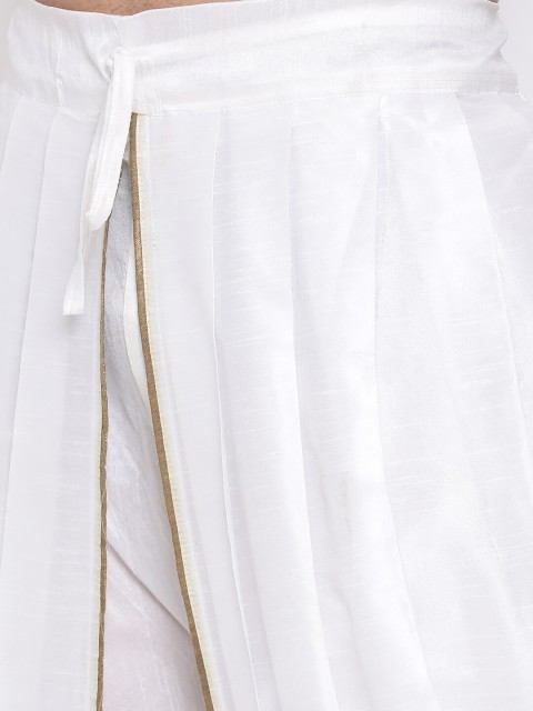 VASTRAMAY Men White Solid Dhoti Pant - Image 5