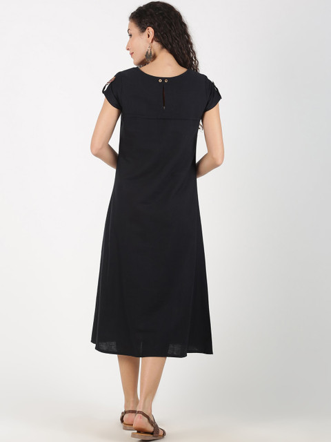 Saffron Threads Kalamkari Front Pocket A-Line Midi Dress - Image 4