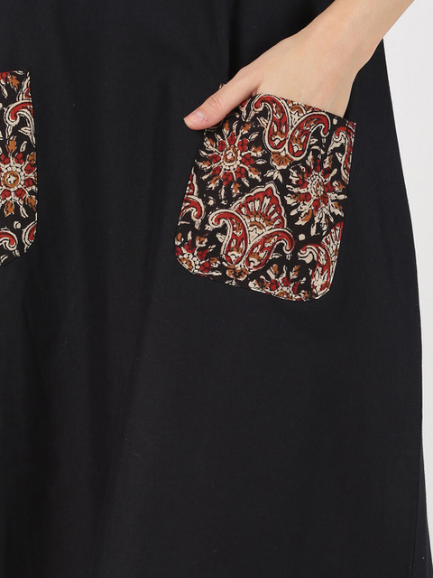 Saffron Threads Kalamkari Front Pocket A-Line Midi Dress - Image 6
