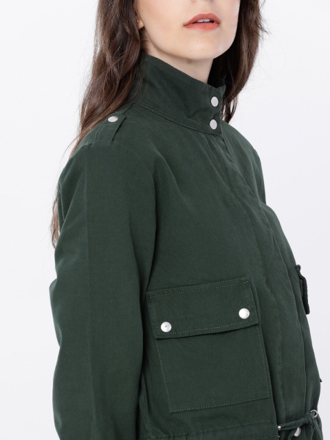 Tokyo Talkies Women Olive Green Solid Tailored Jacket - Image 2
