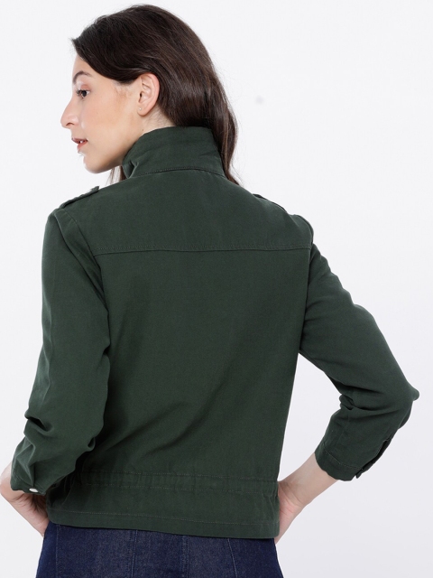 Tokyo Talkies Women Olive Green Solid Tailored Jacket - Image 5