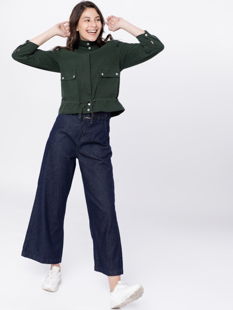 Tokyo Talkies Women Olive Green Solid Tailored Jacket - Image 6