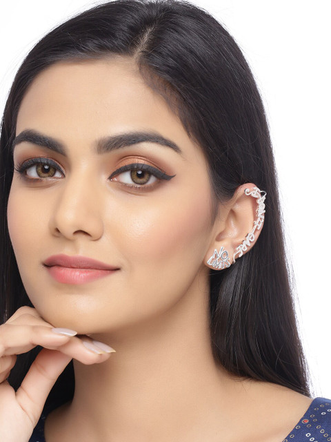 Voylla Silver-Plated Contemporary Ear Cuff & Stud - Image 4