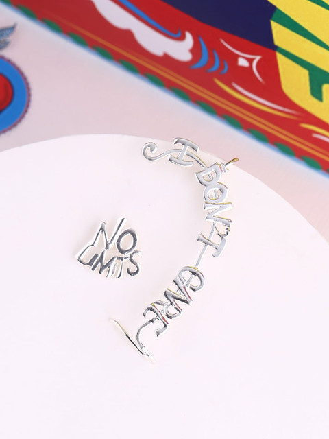 Voylla Silver-Plated Contemporary Ear Cuff & Stud