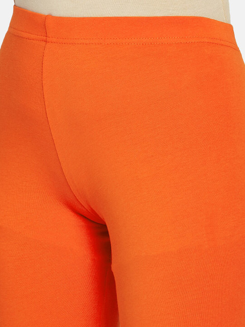 Go Colors Women Orange Solid Ankle-Length Cotton Leggings - Image 5