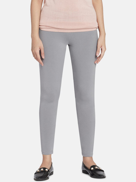 Go Colors Women Grey Solid Ankle-Length Leggings