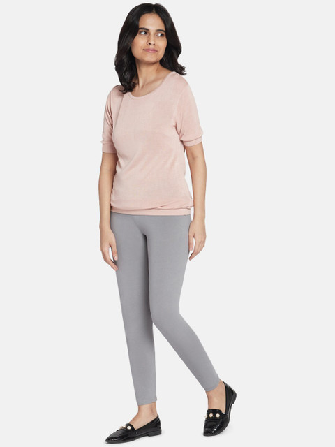 Go Colors Women Grey Solid Ankle-Length Leggings - Image 4