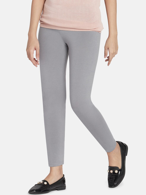 Go Colors Women Grey Solid Ankle-Length Leggings - Image 2