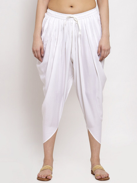 Miaz Lifestyle Women White Solid Cropped Dhoti Salwar