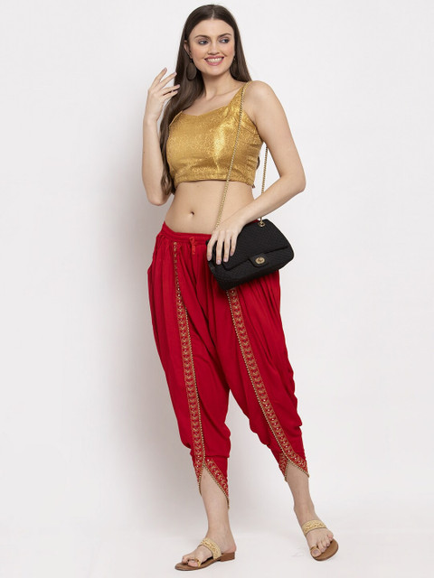 Miaz Lifestyle Women Red Solid Dhoti Salwar - Image 4