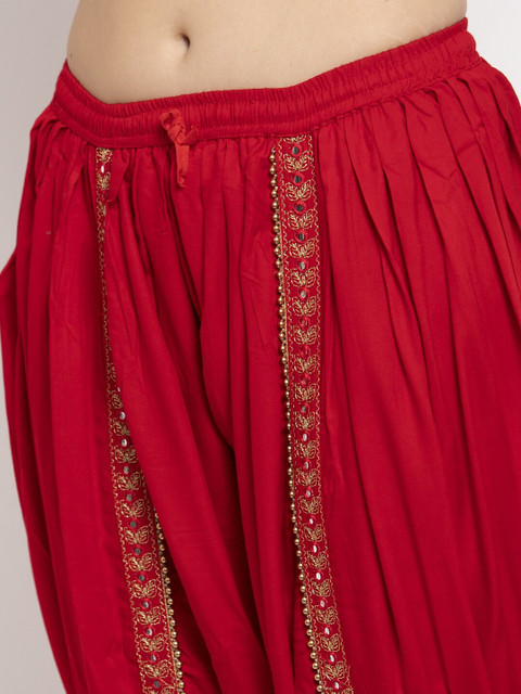 Miaz Lifestyle Women Red Solid Dhoti Salwar - Image 5
