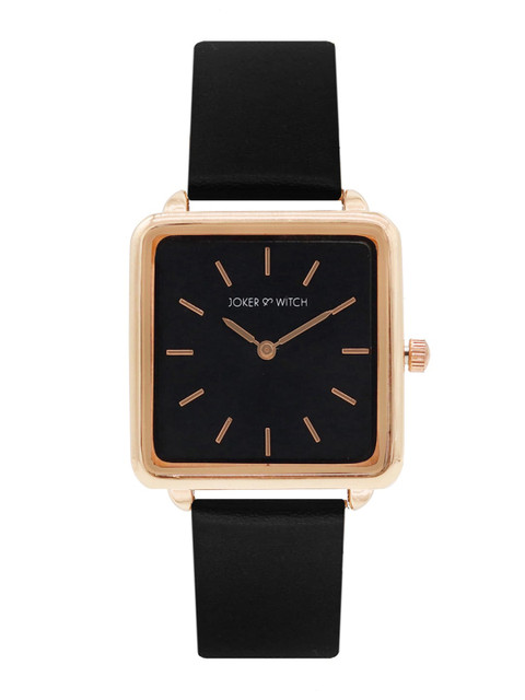 JOKER & WITCH Women Black Emily Square Dial Analogue Watch AMWW407
