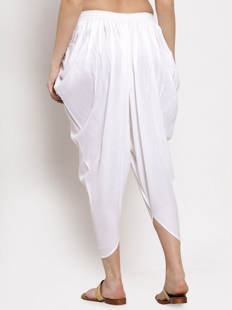 Miaz Lifestyle Women White Solid Cropped Dhoti Salwar - Image 3