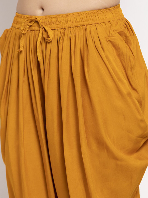 Women Mustard Yellow Yellow Solid Dhoti Salwar - Image 5