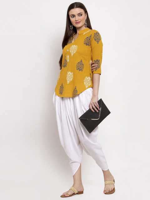 Miaz Lifestyle Women White Solid Cropped Dhoti Salwar - Image 4