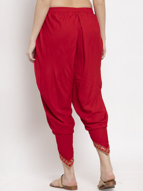 Miaz Lifestyle Women Red Solid Dhoti Salwar - Image 3